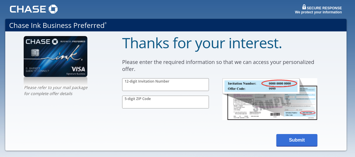 chase ink business preferred card application