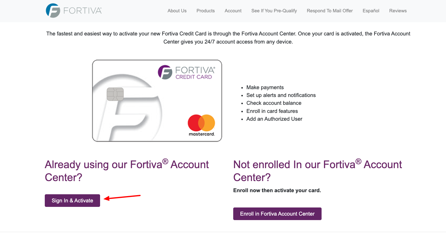 fortiva credit card activation