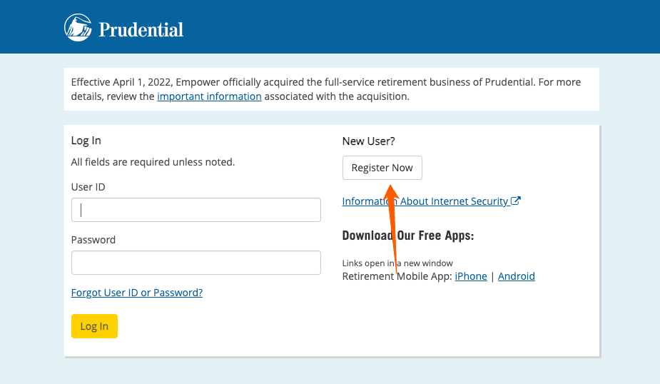 Register for Prudential Retirement Login Account