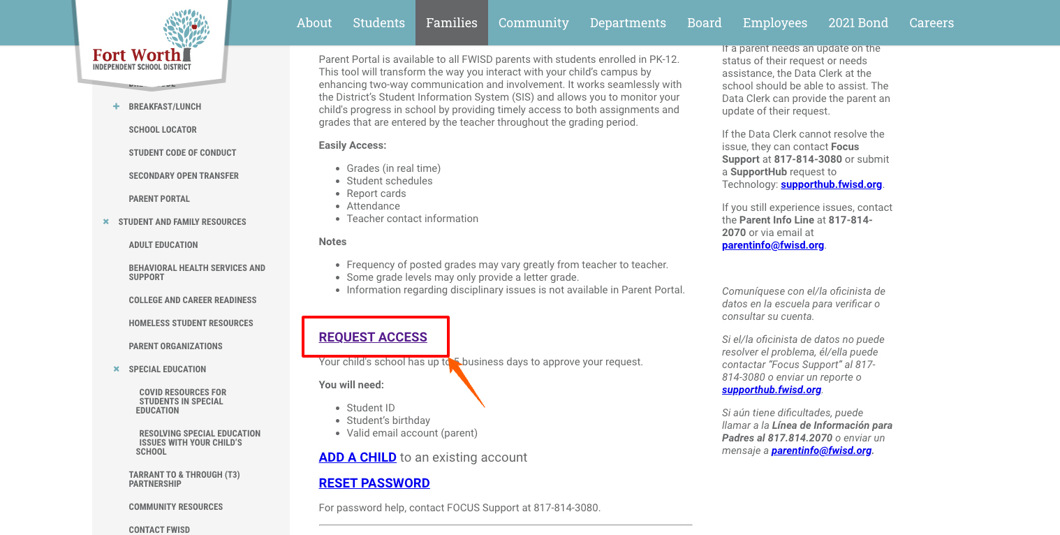 Sign up for Fort Worth Parent Portal