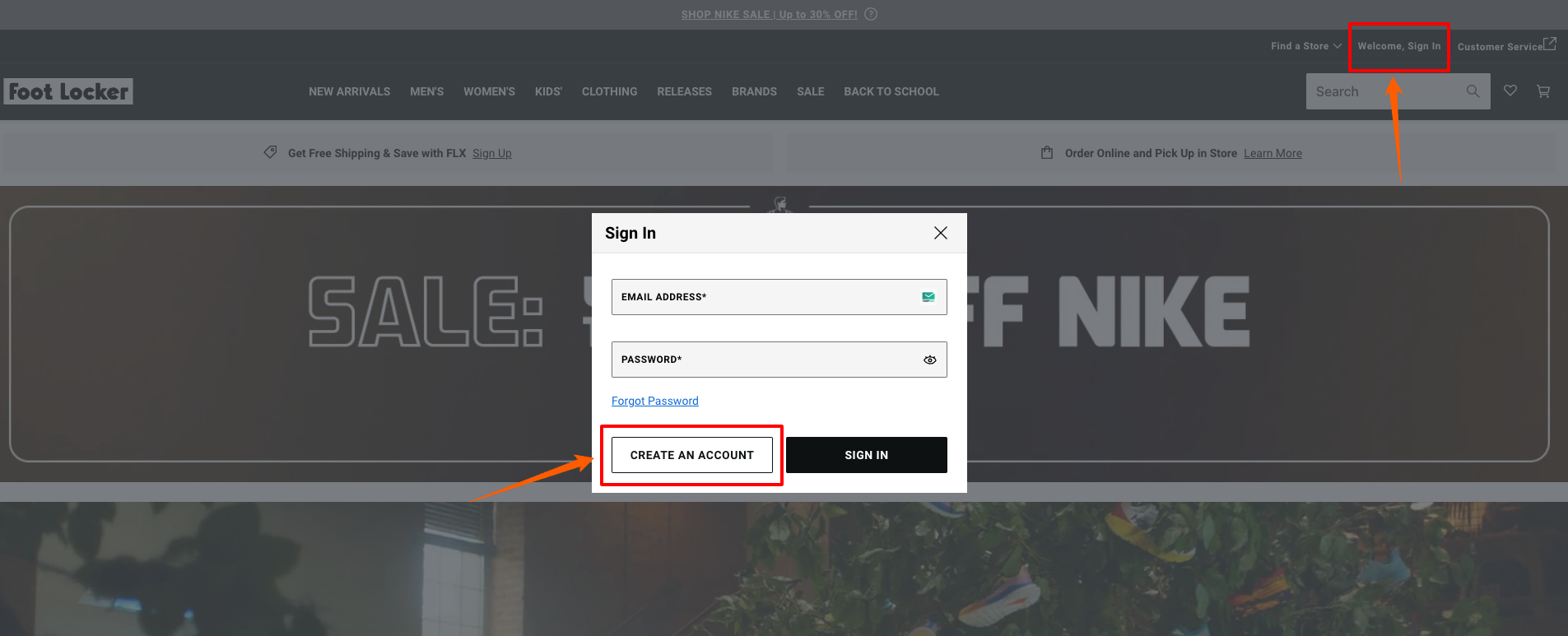 create your homeview footlocker login account