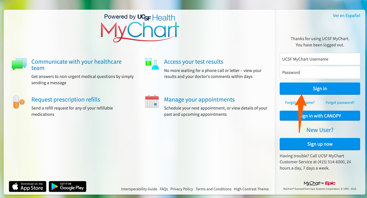 UCSF My Chart Login